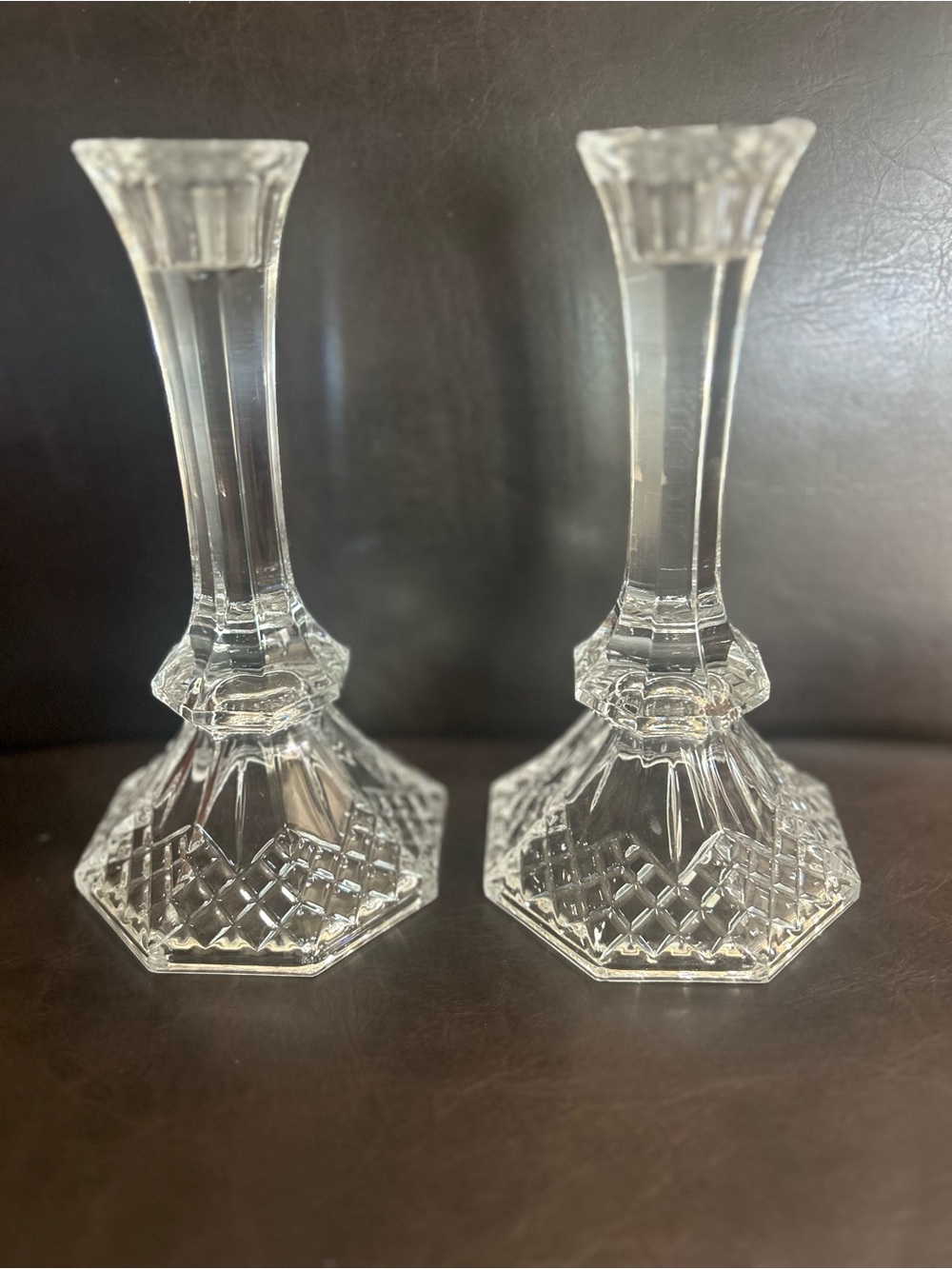 Anchor Hocking "Legacy" 24% full lead crystal candlestick holders